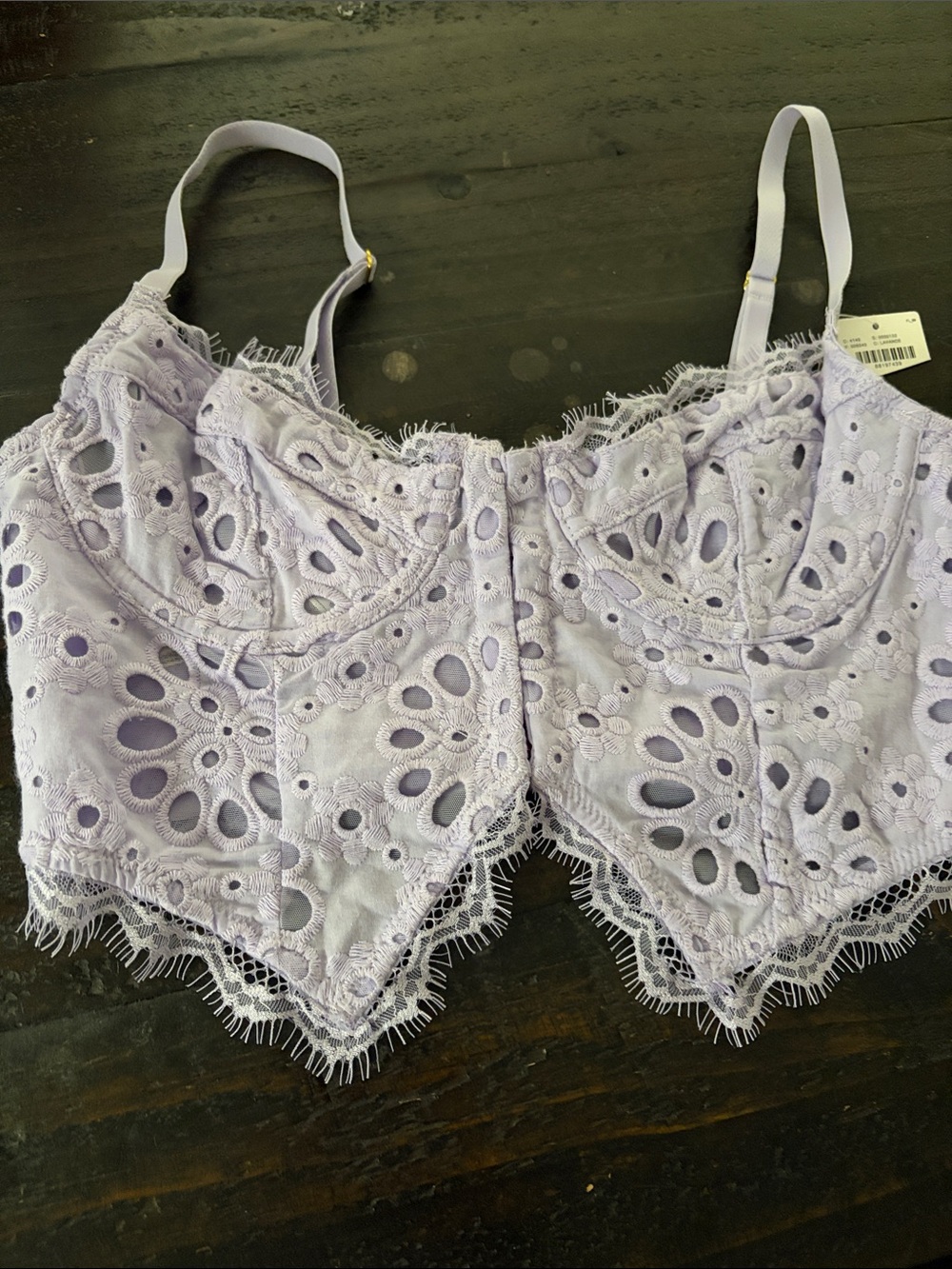 Anthropologie Lace Eyelet Bralette Top - Lavender